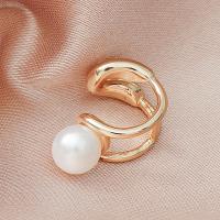 Brass Earring Clip, with Plastic Pearl, fashion jewelry & for woman 10mm 