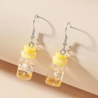 Resin Zinc Alloy Earring, with Resin, Bottle, plated, fashion jewelry & for woman, yellow 