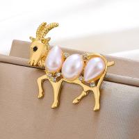 Plastic Pearl Brooch, Zinc Alloy, with Plastic Pearl, fashion jewelry & for woman & with rhinestone 