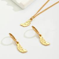 Fashion Zinc Alloy Jewelry Sets, earring & necklace, Wing Shape, plated, fashion jewelry & for woman, golden 