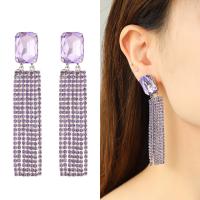 Rhinestone Brass Drop Earring, with Glass Rhinestone, fashion jewelry & for woman 