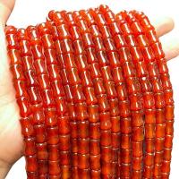 Natürlich rote Achat Perlen, Roter Achat, Bambus, poliert, DIY, 12x8mm, ca. 31PCs/Strang, verkauft von Strang