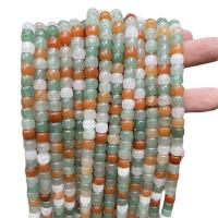 Einzelne Edelstein Perlen, Drei farbige Jade, Eimer, poliert, DIY, 7-8mm, ca. 50PCs/Strang, verkauft von Strang