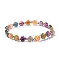 Tourmaline Bracelet, with Brass, Heart, random style & for woman, rainbow colors, 6-8mm Approx 7 Inch [
