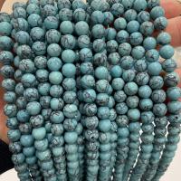 Natural Turquoise Beads, Black Vein Turquoise, Round, DIY light blue [