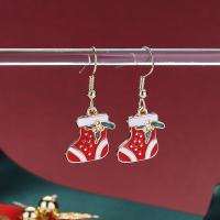 Christmas Earrings, Zinc Alloy, Christmas Boot, gold color plated, Christmas Design & fashion jewelry & for woman & enamel, red 
