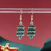 Christmas Earrings, Zinc Alloy, Christmas Tree, gold color plated, Christmas Design & fashion jewelry & for woman & enamel, green 