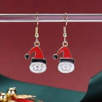 Christmas Earrings, Zinc Alloy, Cat, gold color plated, Christmas Design & fashion jewelry & for woman & enamel 