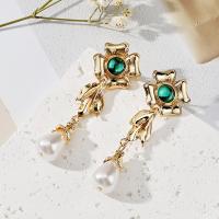 Resin Zinc Alloy Earring, with Resin & Plastic Pearl, gold color plated, fashion jewelry & for woman 