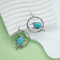 Turquoise Zinc Alloy Earring, with turquoise, silver color plated, fashion jewelry & for woman 
