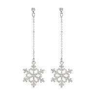 Christmas Earrings, Zinc Alloy, Snowflake, Christmas Design & fashion jewelry & for woman & with rhinestone, silver color 