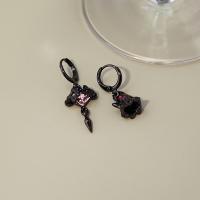 Asymmetric Earrings, Zinc Alloy, Halloween Design & fashion jewelry & for woman & with rhinestone, black  