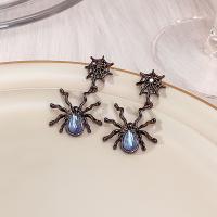 Zinc Alloy Stud Earring, with Sea Opal, Spider, plated, Halloween Design & fashion jewelry & for woman 