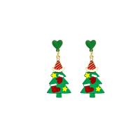 Boucles d'oreilles de Noël, alliage de zinc, arbre de noël, vernis au four, Conception de Noël & bijoux de mode & pour femme, vert Vendu par paire