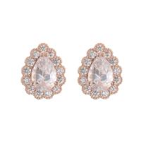 Rhinestone Brass Stud Earring, Teardrop, fashion jewelry & for woman & with rhinestone 