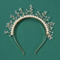 Hair Bands, Iron, with Crystal & Plastic Pearl, fashion jewelry & for woman, golden, Inner Approx 110mm 