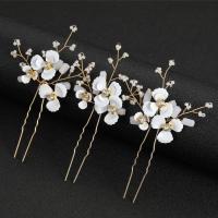 Hair Stick, Iron, with Seedbead & Crystal, three pieces & fashion jewelry & for woman 