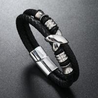 PU Leather Cord Bracelets, with Zinc Alloy, Letter X, plated, fashion jewelry & for man 16mm Approx 21 cm 