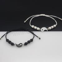Gemstone Bracelets, Zinc Alloy, with Natural Stone, silver color plated, Adjustable & for woman & enamel Approx 28 cm 