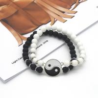 Gemstone Bracelets, Zinc Alloy, with Natural Stone, silver color plated, Unisex & with rhinestone Approx 26 cm 