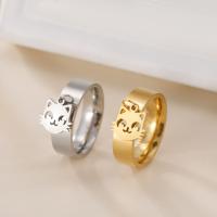 Titanium Steel Finger Ring, Cat, plated, fashion jewelry & Unisex 