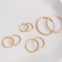 Brass Hoop Earring, Donut, real gold plated & for woman, golden 