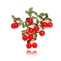 Enamel Brooch, Zinc Alloy, plated, for woman, red 