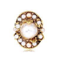 Plastic Pearl Brooch, Zinc Alloy, with Plastic Pearl, plated, Unisex & with rhinestone, gold 