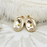 Brass Shell Pendants, with Plastic Pearl, fashion jewelry & DIY & with rhinestone 