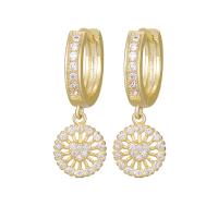Cubic Zirconia Micro Pave Brass Earring, real gold plated, fashion jewelry & micro pave cubic zirconia & for woman 