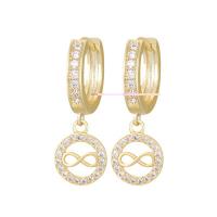 Cubic Zirconia Micro Pave Brass Earring, real gold plated, fashion jewelry & micro pave cubic zirconia & for woman 