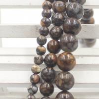 Opal Perlen, rund, poliert, DIY & verschiedene Größen vorhanden, Kaffeefarbe, Länge:ca. 37 cm, verkauft von Strang