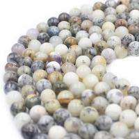 Opal Perlen, Weßer Opal, rund, poliert, DIY & verschiedene Größen vorhanden, Länge:ca. 37 cm, verkauft von Strang