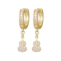 Cubic Zirconia Micro Pave Brass Earring, Violin, real gold plated, fashion jewelry & micro pave cubic zirconia & for woman 