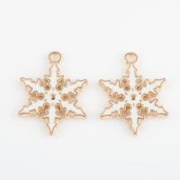 Zinc Alloy Enamel Pendants, Snowflake, gold color plated, DIY, white Approx 1.6mm, Approx [