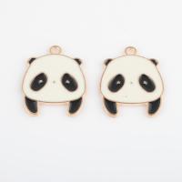 Zinc Alloy Enamel Pendants, Panda, gold color plated, DIY, white and black Approx 1.7mm, Approx [