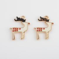 Zinc Alloy Christmas Pendants, Christmas Reindeer, gold color plated, DIY & enamel, mixed colors Approx 1.4mm, Approx [