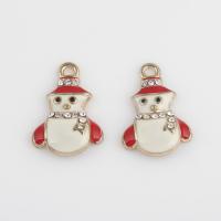 Zinc Alloy Christmas Pendants, Snowman, gold color plated, DIY & enamel & with rhinestone, mixed colors Approx 2mm, Approx [