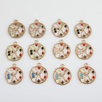 Zinc Alloy Enamel Pendants, Flat Round, gold color plated, DIY & hollow Approx 1.8mm, Approx [