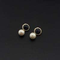 Boucle d'oreille en demi-gemme , alliage de zinc, avec Grès bleu & perle de plastique, bijoux de mode & pour femme, 40mm, Vendu par paire