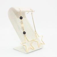Boucles d'oreilles asymétriques, laiton, avec bois, étoile, bijoux de mode & pour femme Vendu par paire