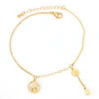 Stainless Steel Anklets Jewelry, Titanium Steel, with Shell, with 1.77inch extender chain, plated, fashion jewelry & for woman, golden Approx 8.46 Inch 