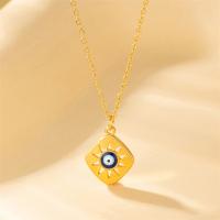 Evil Eye Jewelry Necklace, Titanium Steel, with 1.97inch extender chain, fashion jewelry & for woman & enamel, golden Approx 15.75length_unit 