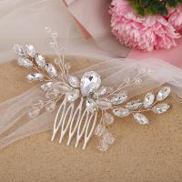 Decorative Hair Combs, Iron, with Crystal, fashion jewelry & for woman 