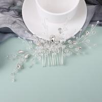 Decorative Hair Combs, Iron, with Crystal, fashion jewelry & for woman, silver color 