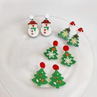 Christmas Earrings, Zinc Alloy, with Acrylic, plated, Christmas Design & cute 