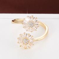 Cubic Zirconia Micro Pave Brass Finger Ring, Flower, plated, fashion jewelry & micro pave cubic zirconia & for woman 