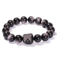 Single Gemstone Beads, Silver Obsidian, Unisex 10mm,12mm Approx 7 Inch 