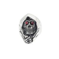 Titanium Oval Chain, Titanium Steel, Skull, punk style & for man & with rhinestone, original color, 28.5mm, US Ring [