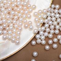 Half Drilled Cultured Freshwater Pearl Beads, Slightly Round, DIY & half-drilled, white 
